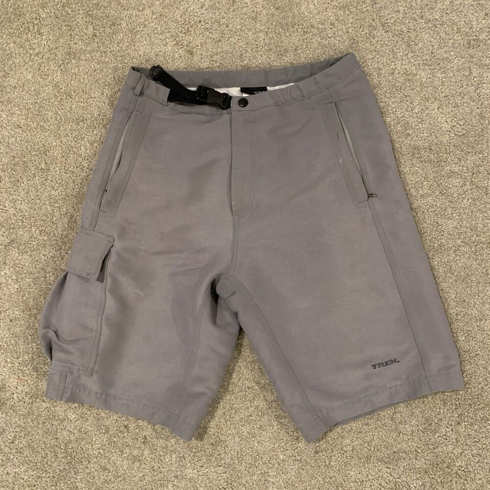 Vintage Trek Trailrider Mens Gray Belted Mountain Bike Loose Cargo Shorts Sz 28